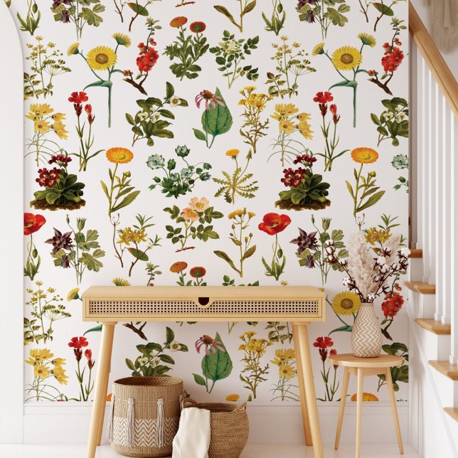Vintage Wildflower Wallpaper (In situ)