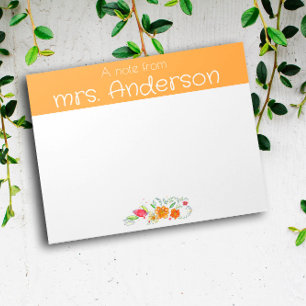 Vintage wildflower watercolor yellow teacher  notepad