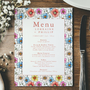 Vintage Wildflower Wedding Menu Card