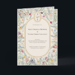 Vintage Wildflower Wedding Monogram Folded Programme<br><div class="desc">This Vintage Wildflower Wedding Monogram Folded Program design is an elegant arrangement of classic gold geometric frames embellished with delicate boho floral greenery bouquets and stems. Featuring a palette of timeless ivory beige backgrounds with simple classic black typography and whimsical colourful wildflowers, creating a lovely and polished romantic feel. With...</div>