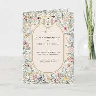 Vintage Wildflower Wedding Monogram Folded Programme