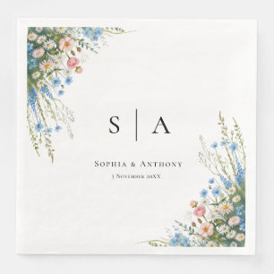 Vintage Wildflower Wedding Napkins