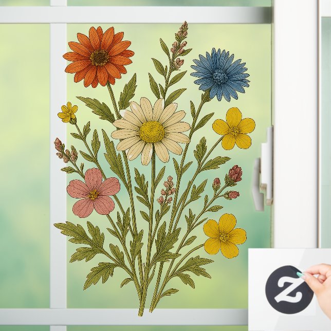 Vintage Wildflower Window Cling (Home)