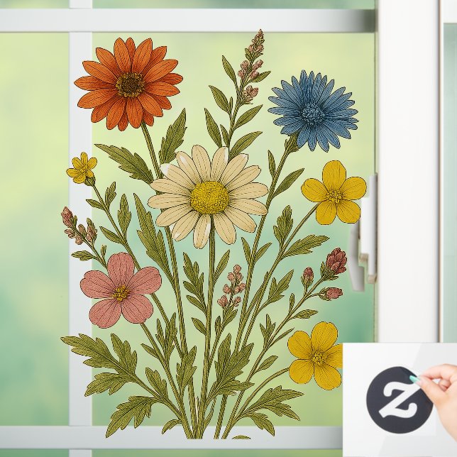 Vintage Wildflower Window Cling (Home)