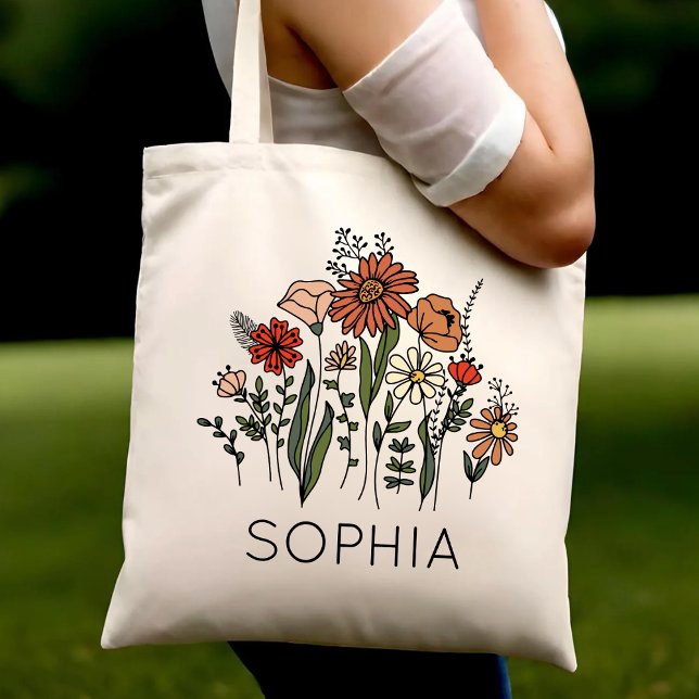 Vintage Wildflowers Aesthetic Floral Gift For Her Tote Bag (Creator Uploaded)