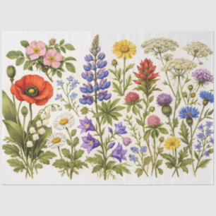 Vintage Wildflowers and Garden Flowers  Tissue Paper