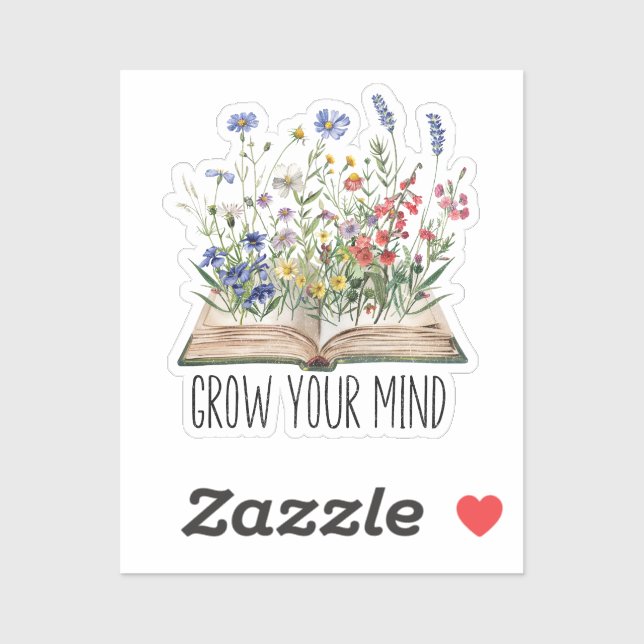 Vintage Wildflowers Book Grow Your Mind Quote (Sheet)
