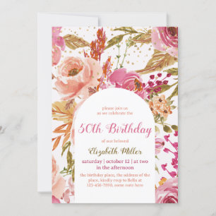 Vintage Wildflowers Botanical 50th Birthday Invitation