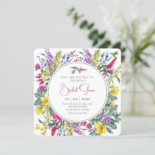 Vintage Wildflowers colourful Floral Bouquet Invitation