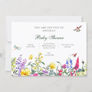 Vintage Wildflowers colourful Floral garden Invitation