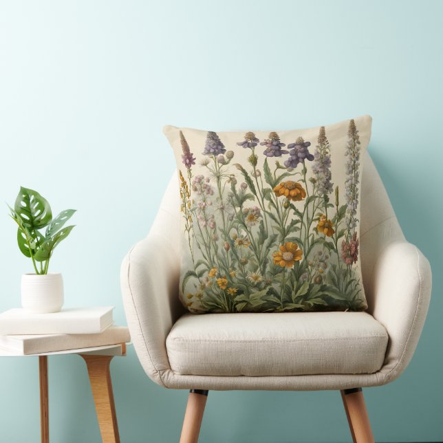Vintage Wildflowers  Cushion (Chair)