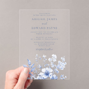 Vintage Wildflowers Elegant Wedding Acrylic Invitations
