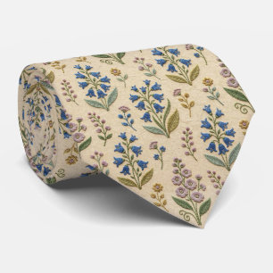 Vintage Wildflowers Faux Embroidery Design Tie
