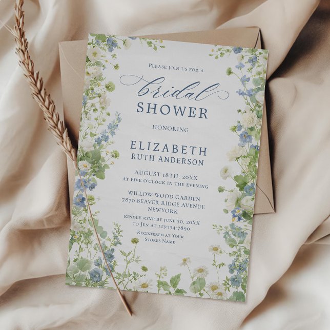Vintage Wildflowers Garden Bridal Shower Invitation (Creator Uploaded)
