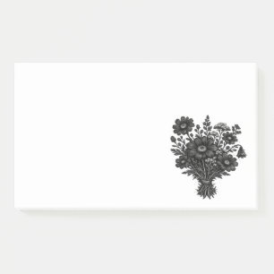 Vintage wildflowers linocut botanical floral art post-it notes