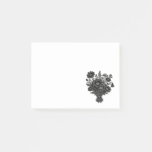 Vintage wildflowers linocut botanical floral art post-it notes