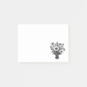 Vintage wildflowers linocut botanical floral art post-it notes