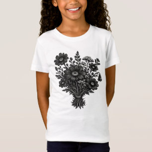 Vintage wildflowers linocut botanical floral art T-Shirt