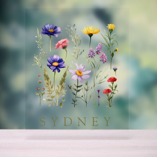 Vintage Wildflowers modern  Acrylic Sign (Neutral)