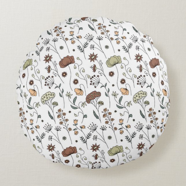 Vintage Wildflowers Pattern Round Cushion (Front)