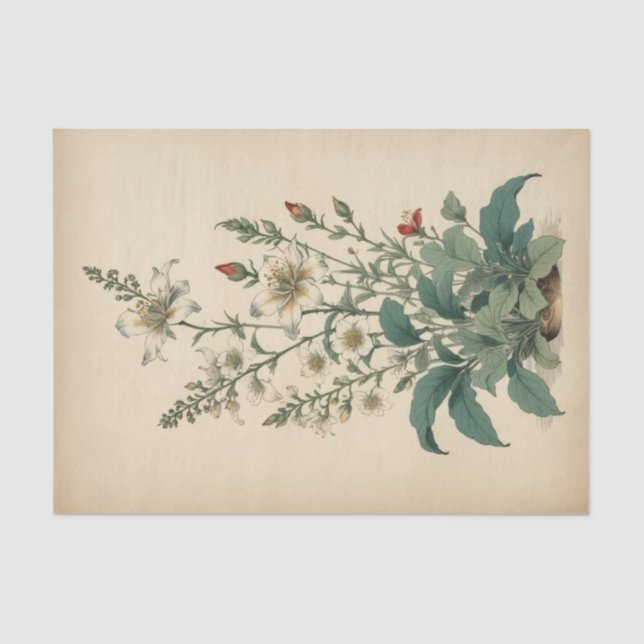 Vintage Wildflowers Print Tissue Paper (Front)