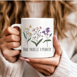 Vintage Wildflowers Self love Coffee Mug