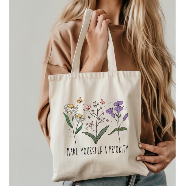 Vintage Wildflowers Self love Tote Bag (Creator Uploaded)