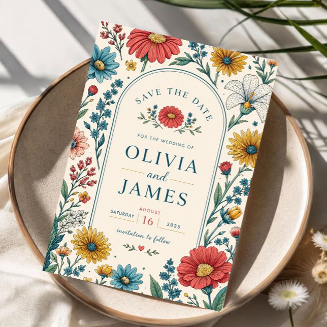 Vintage Wildflowers Wedding Invitation (Creator Uploaded)