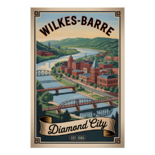 Vintage Wilkes-Barre Pennsylvania Retro Travel Poster