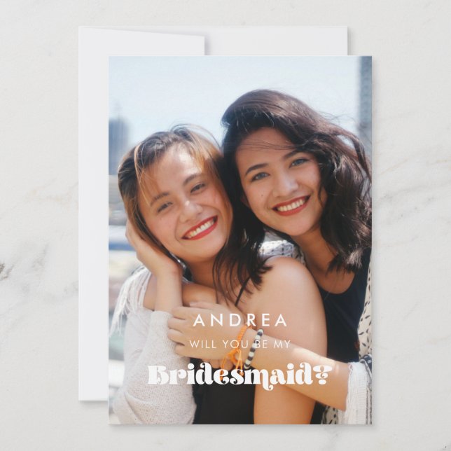 Vintage Will you be my bridesmaid photo Invitation (Front)