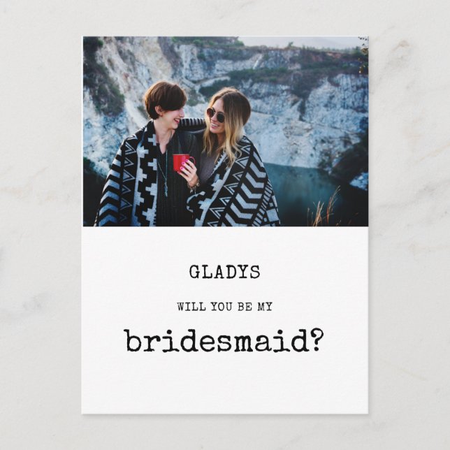 Vintage Will you be my bridesmaid photo Postcard (Front)