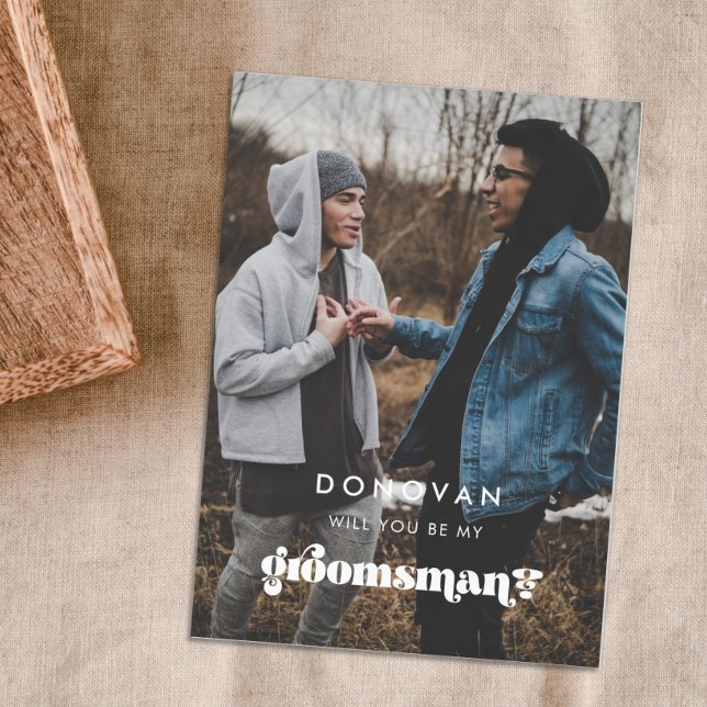 Vintage Will you be my groomsman photo Invitation (Creator Uploaded)