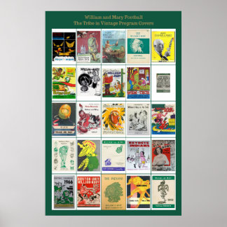 Vintage William and Mary Football Program Covers Poster