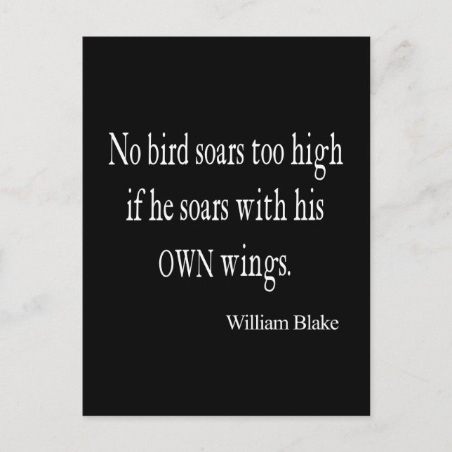 Vintage William Blake Bird Soar Own Wings Quote Postcard (Front)