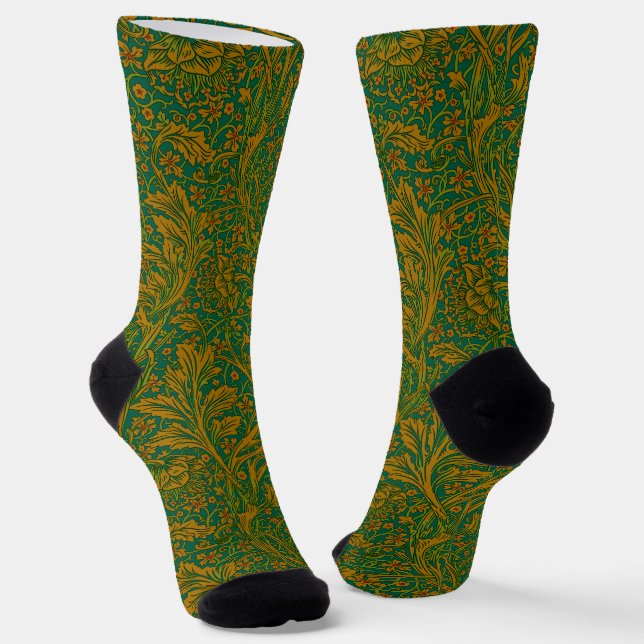 Vintage William Morris Arcadia Full Seamless Socks (Angled)