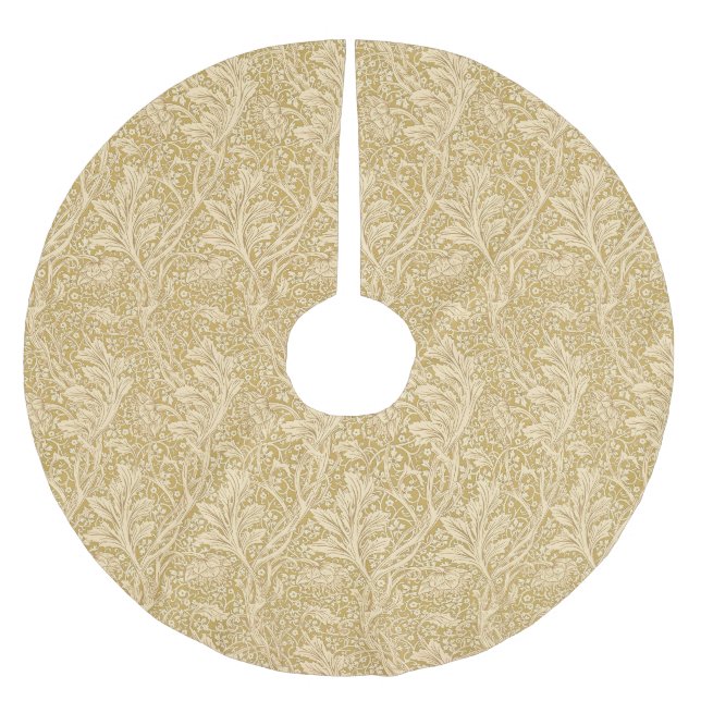 Vintage William Morris Arcadia Gold Seamless Brushed Polyester Tree Skirt (Front)