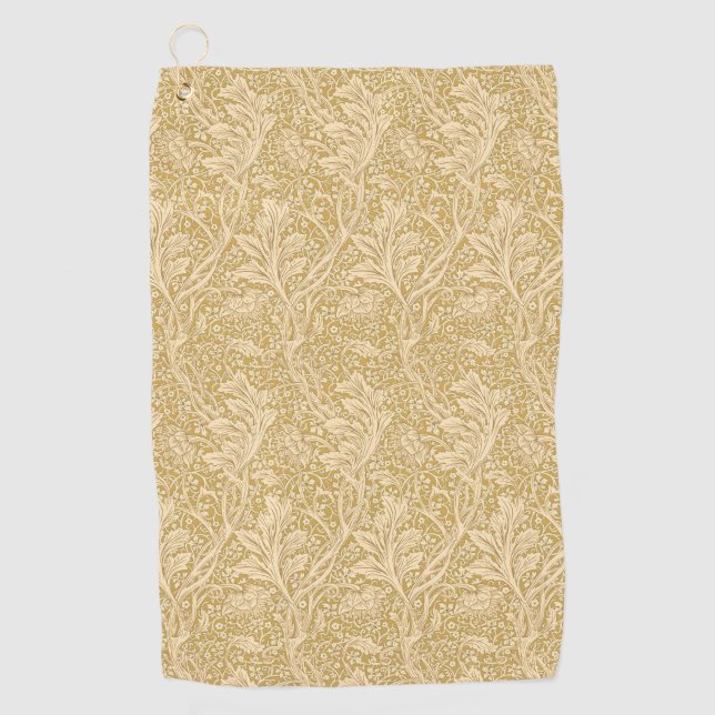 Vintage William Morris Arcadia Gold Seamless Golf Towel (Front)