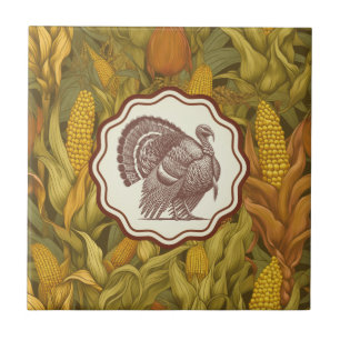 Vintage William Morris Autumn Corn Wild Turkey Tile