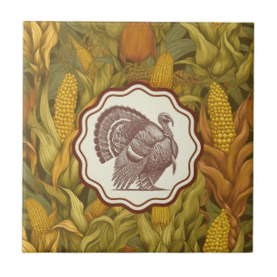 Vintage William Morris Autumn Corn Wild Turkey  Tile