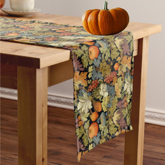 Vintage William Morris Autumn Pumpkins Leaves Medium Table Runner