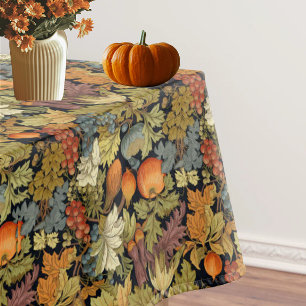 Vintage William Morris Autumn Pumpkins Leaves Tablecloth