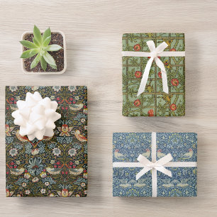 Vintage William Morris Birds and Flowers Patterns Wrapping Paper Sheet