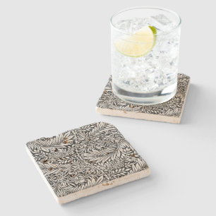 Vintage William Morris Black Larkspur Botanical Stone Coaster