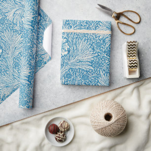 Vintage william morris blue art wrapping paper