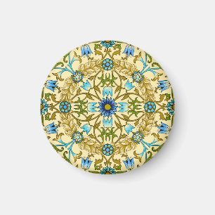 Vintage William Morris Blue Daisy Floral Pattern Magnet