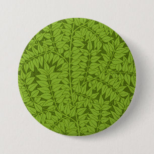 Vintage William Morris Branch Green Leaf Pattern 7.5 Cm Round Badge
