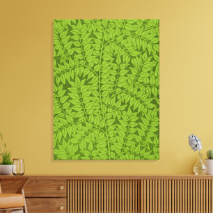 Vintage William Morris Branch Green Leaf Pattern Canvas Print