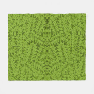 Vintage William Morris Branch Green Leaf Pattern Fleece Blanket
