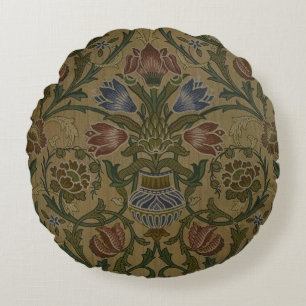 Vintage William Morris Brocade Floral Pattern Round Cushion