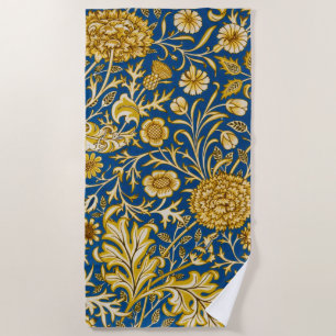 Vintage William Morris Cherwell Blue Floral Art Beach Towel